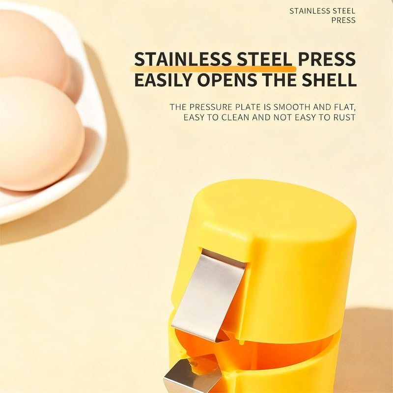 Rhostry Premium PP Egg Shell Opener & Egg Cracker, Multifunctional Egg Peeler & Egg Opener Tool for Raw Eggs, Quick Clean Crack Egg Opener for Home Kitchen Gadgets (Yellow) - Image 2
